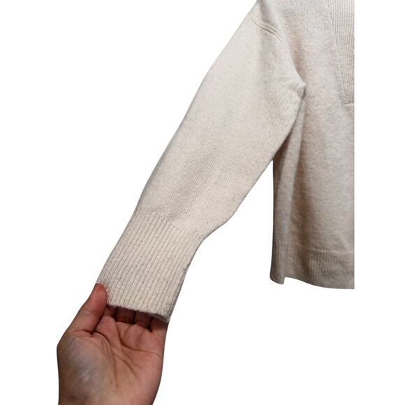 J.Crew Merino Wool Alpaca Funnel Neck Sweater Womens Small Cream Fleece Preppy - Picture 9 of 12